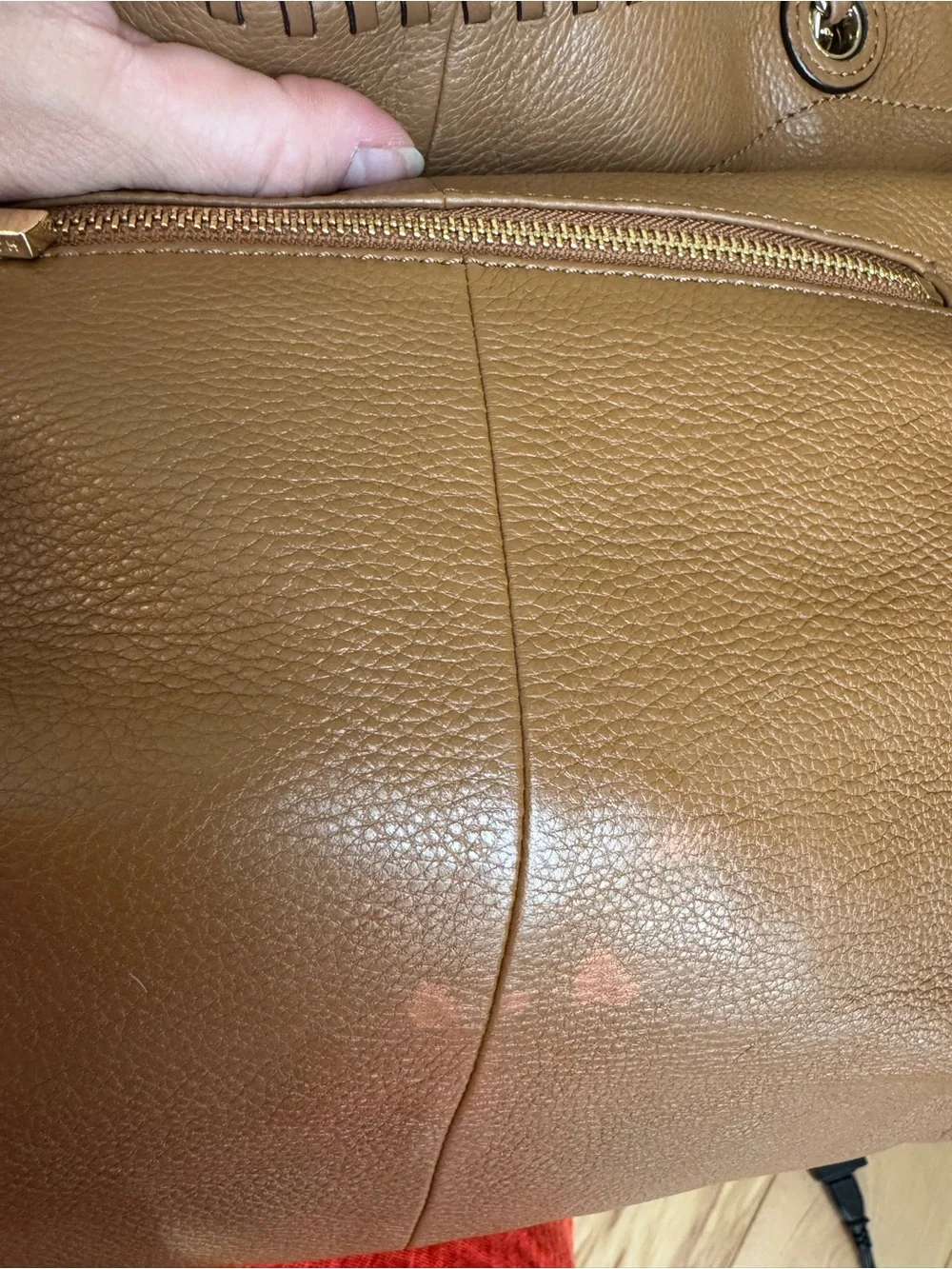 Tory Burch Tan Whipstitch Leather Shoulder Bag with Chain Straps